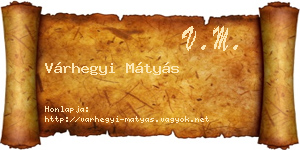 Várhegyi Mátyás névjegykártya